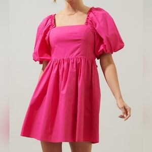 Sugarlips Marion Oversized Puff Sleeve Babydoll Mini Dress